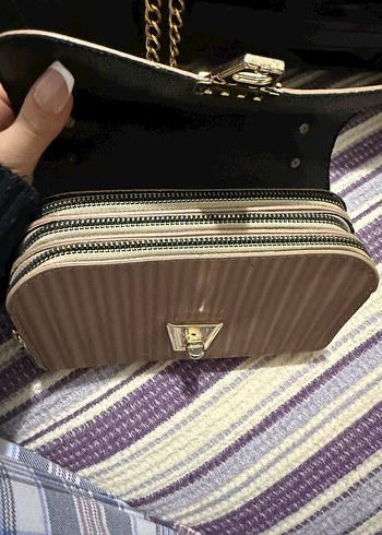 Bej Kadın Omuz Çantası Metal Tokalı - Görsel 2