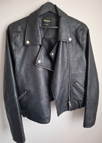 Kadın Siyah Deri Biker Ceket