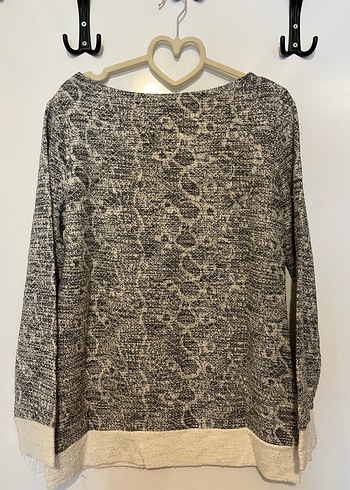 Gri Uzun Kollu sim Detaylı Kadın Kazak - Görsel 3