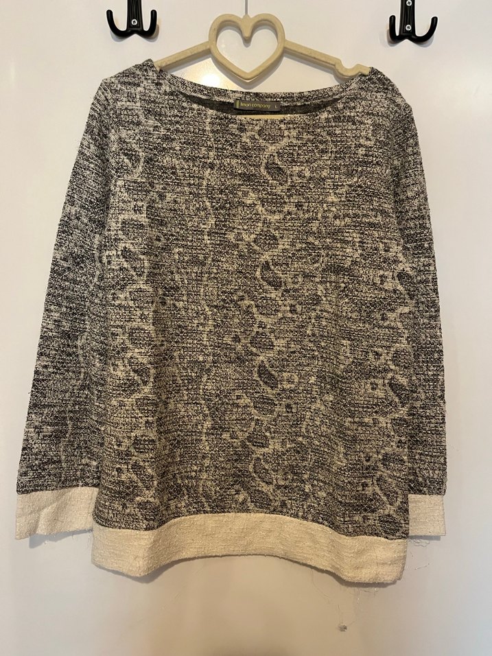 Gri Uzun Kollu sim Detaylı Kadın Kazak - Görsel 4