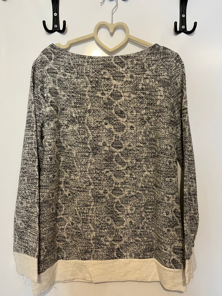 Gri Uzun Kollu sim Detaylı Kadın Kazak - Görsel 3