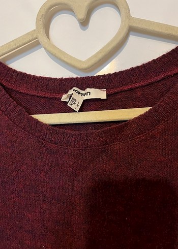 Bordo Bisiklet Yaka Uzun Kollu Örgü Kadın Kazak - Görsel 2