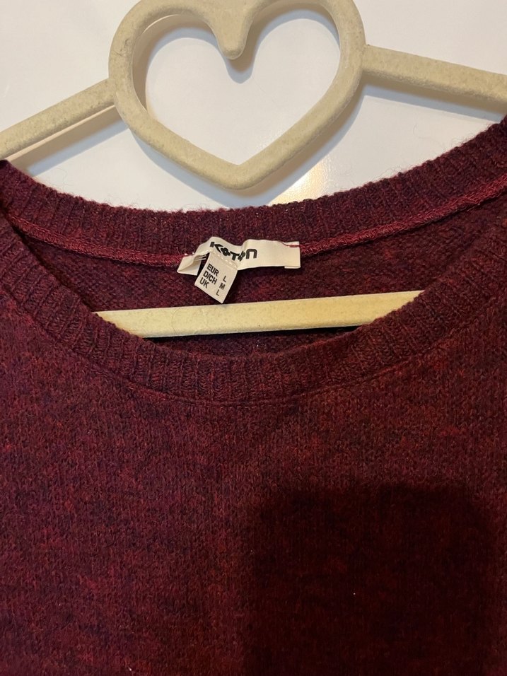 Bordo Bisiklet Yaka Uzun Kollu Örgü Kadın Kazak - Görsel 2