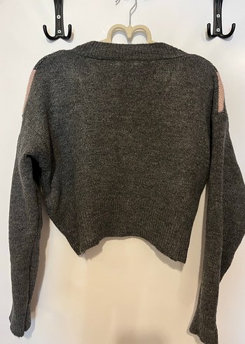 V Yaka Oversize Kareli Triko Kazak - Görsel 3