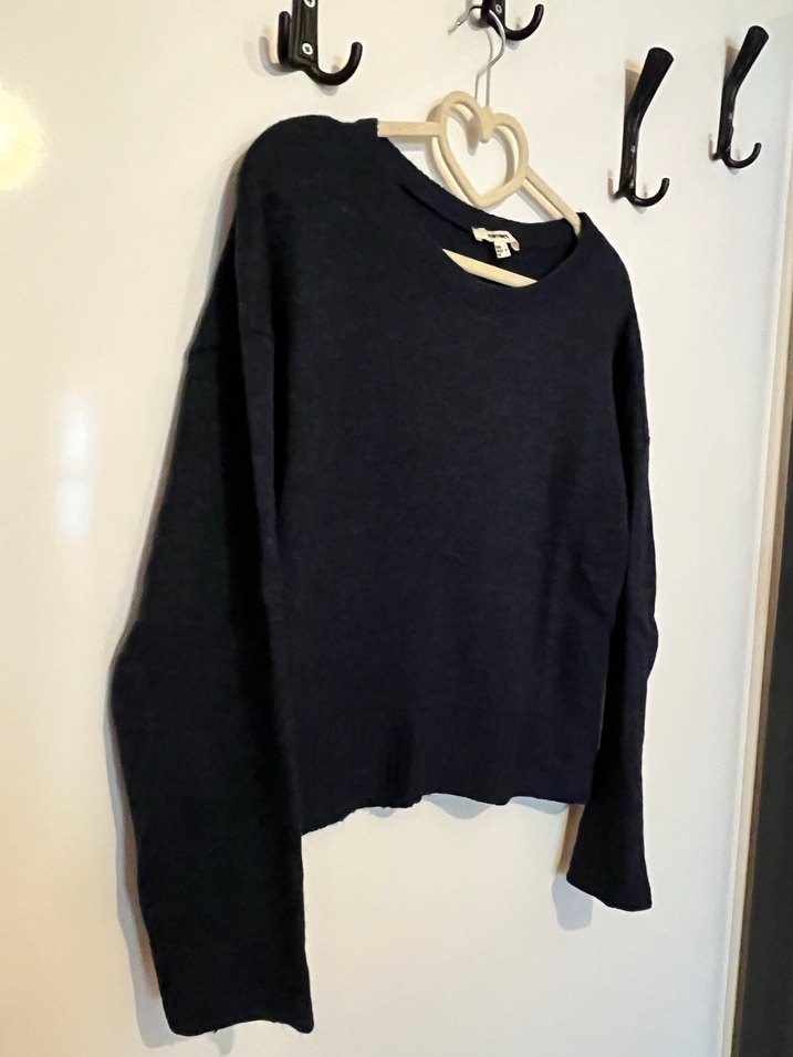 Lacivert Yün Kadın Uzun Kollu Kazak - Görsel 3