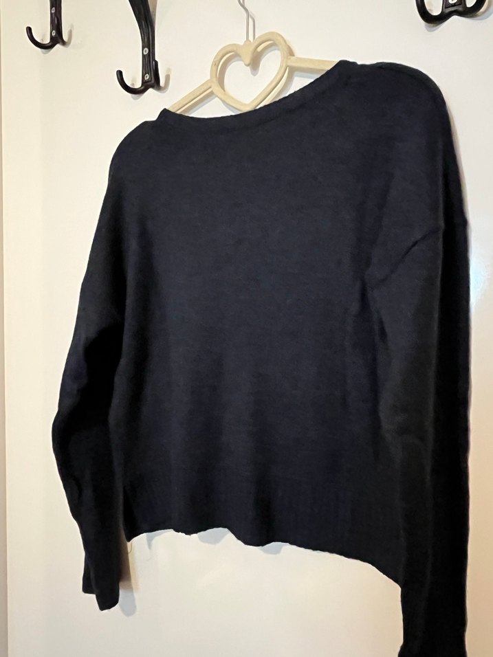 Lacivert Yün Kadın Uzun Kollu Kazak - Görsel 4