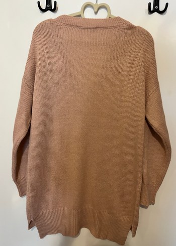 V Yaka gül kurusu Triko Kadın Kazak - Görsel 3