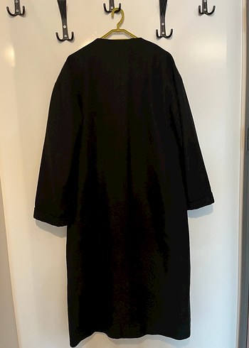 Kadın Siyah Uzun Kollu Uzun Boy Kaban - Görsel 3