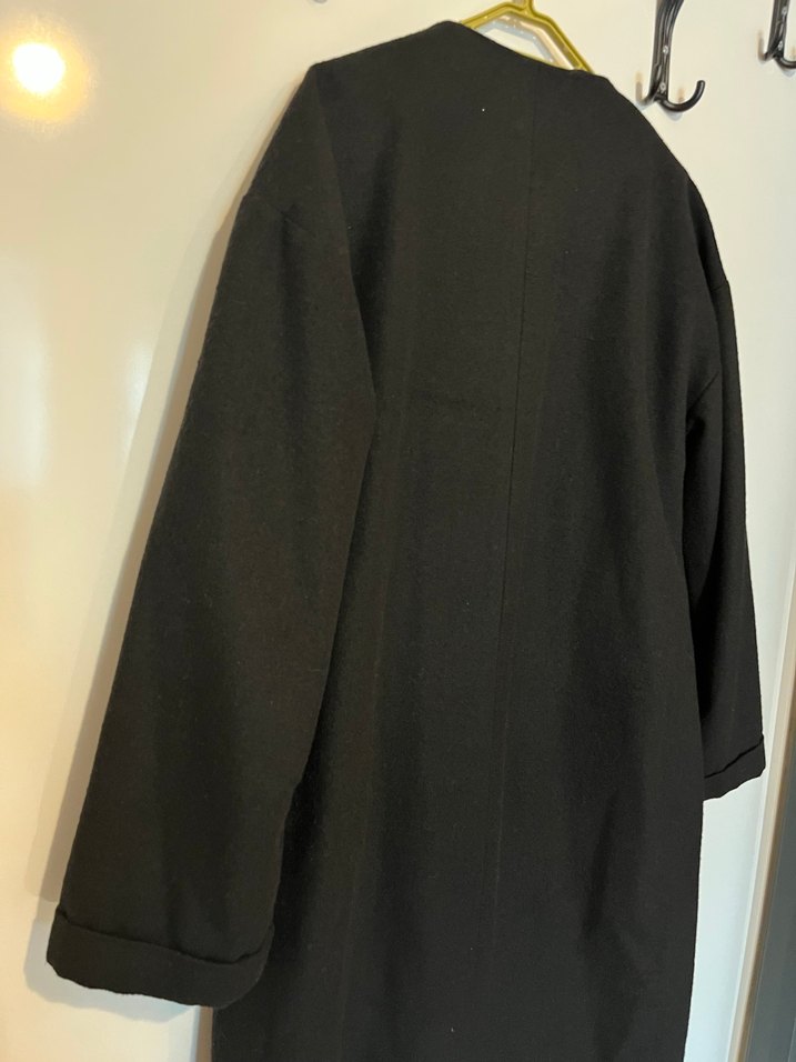 Kadın Siyah Uzun Kollu Uzun Boy Kaban - Görsel 4