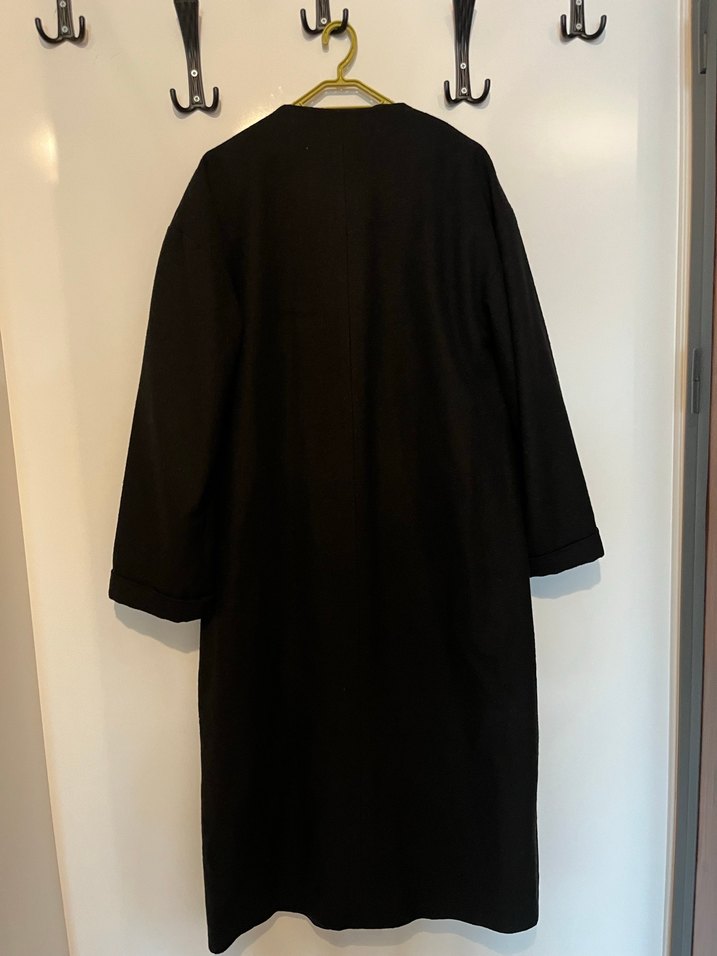 Kadın Siyah Uzun Kollu Uzun Boy Kaban - Görsel 3