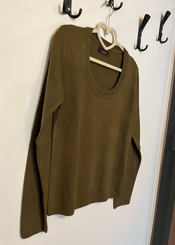 Haki rengi Kadın Yün Kazak - Görsel 3