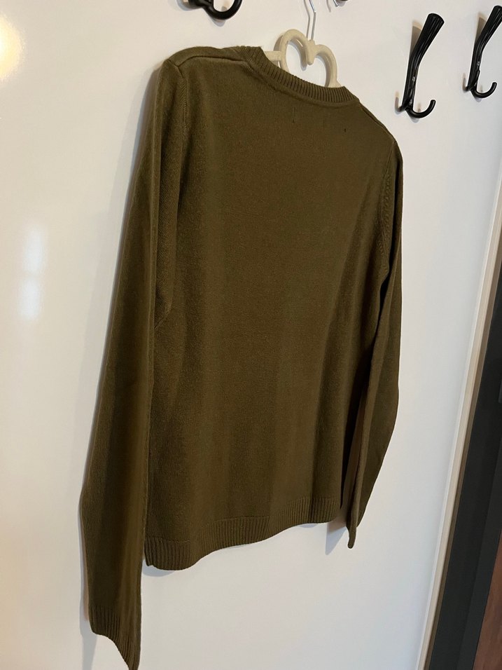 Haki rengi Kadın Yün Kazak - Görsel 4