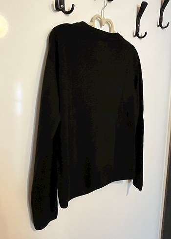 Siyah V Yaka Kadın Oversize Kazak - Görsel 3