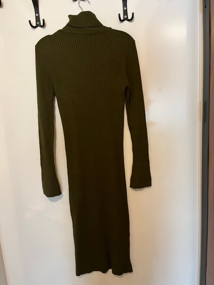 Hali Balıkçı Yaka Uzun Triko Elbise - Görsel 3