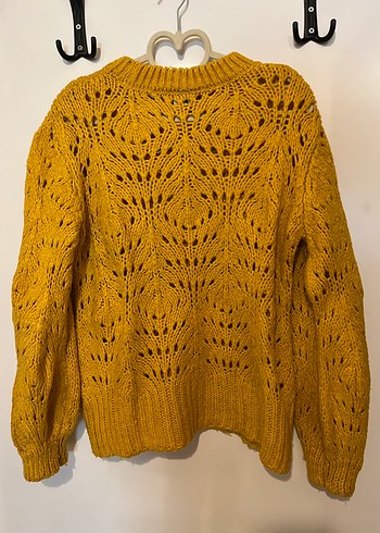 Sarı Nakışlı Bohem Kadın Yün Kazak - Görsel 2