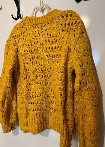 Sarı Nakışlı Bohem Kadın Yün Kazak - Görsel 3