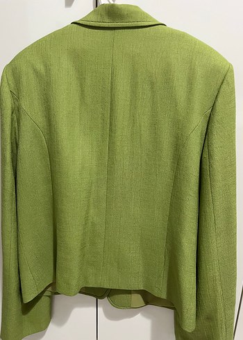 Diğer Yeşil Düğmeli Keten Kadın Blazer