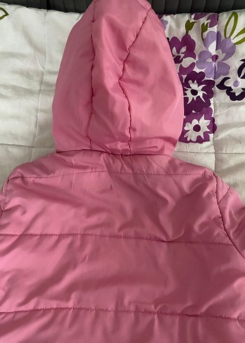 Kız Çocuk Pembe Peluş Detaylı Mont - Görsel 8