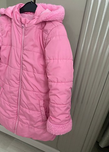 Kız Çocuk Pembe Peluş Detaylı Mont - Görsel 2