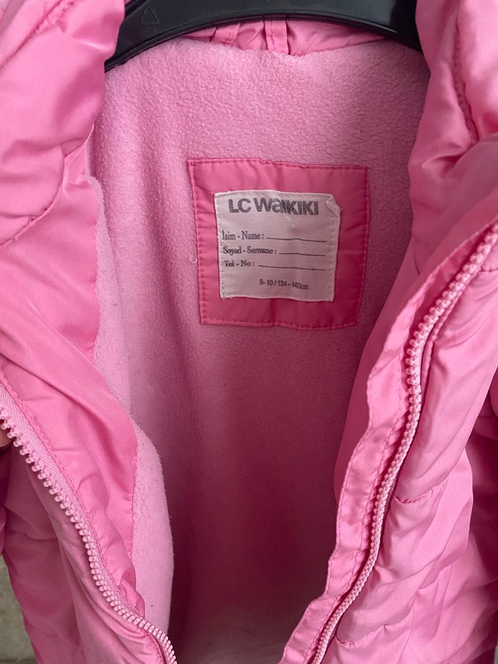 Kız Çocuk Pembe Peluş Detaylı Mont - Görsel 3