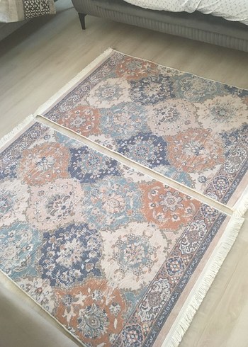 Pastel Renkli Bohem Desenli İnce Halı - Görsel 3