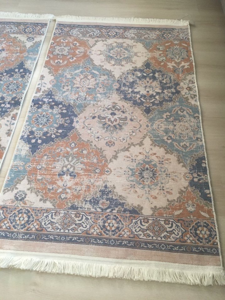 Pastel Renkli Bohem Desenli İnce Halı - Görsel 2