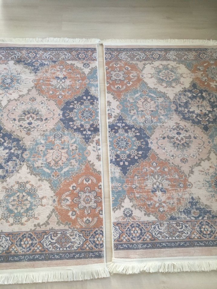 Pastel Renkli Bohem Desenli İnce Halı - Görsel 4