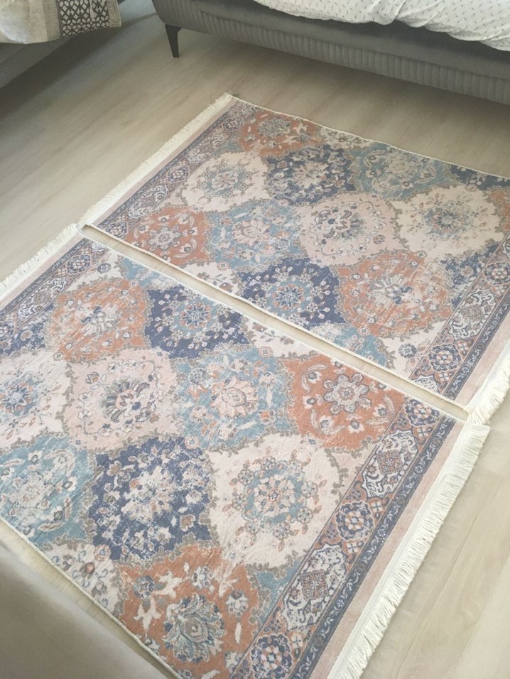 Pastel Renkli Bohem Desenli İnce Halı - Görsel 3