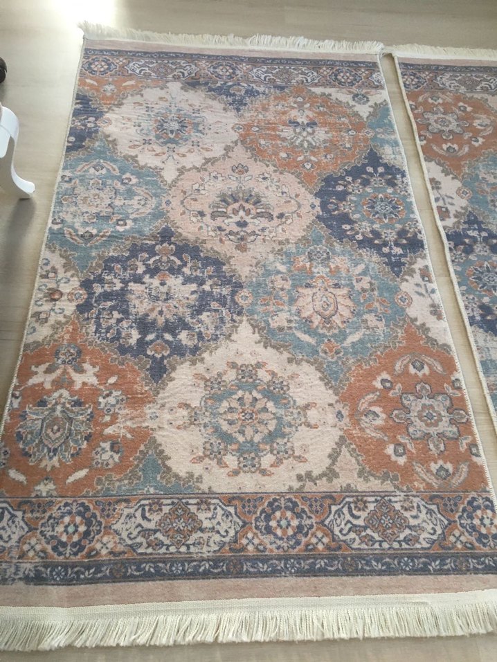 Pastel Renkli Bohem Desenli İnce Halı - Görsel 5