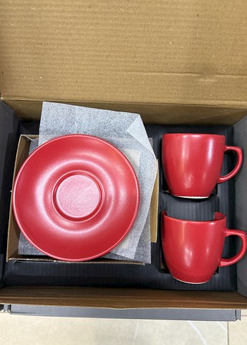 Tutku Fenomen 2 Kişilik Kahve Takımı kırmızı - Görsel 2