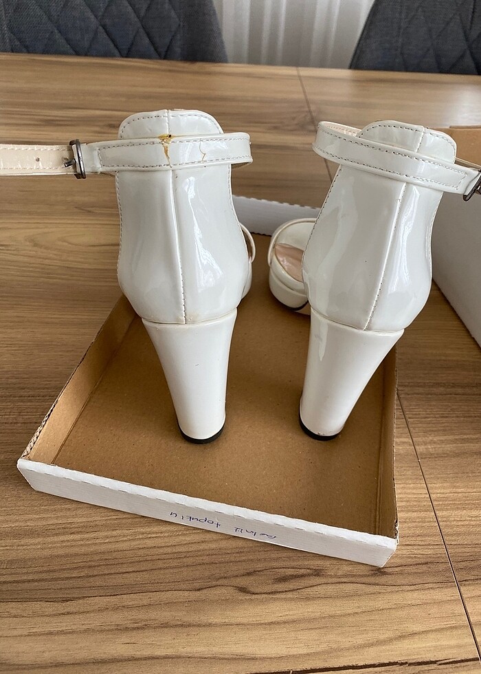 Beyaz topuklu gelin ayakkabısı 10 cm - Görsel 4
