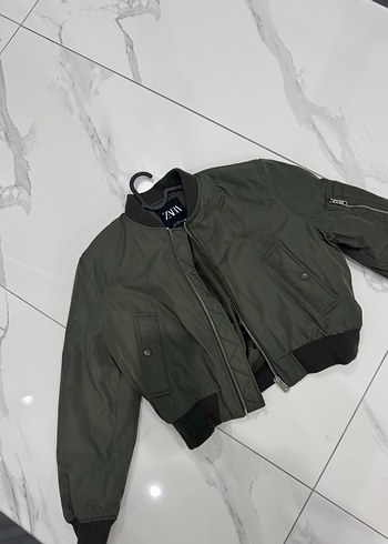 s Beden yeşil Renk Zara Yeşil Fermuarlı Kadın Ceket