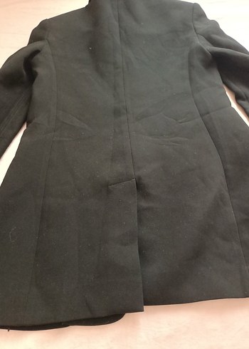 34 Beden Siyah Kadın Düğmeli Midi Blazer Ceket