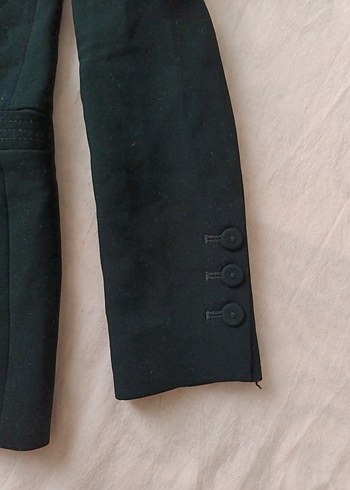 Vakko Siyah Kadın Düğmeli Midi Blazer Ceket