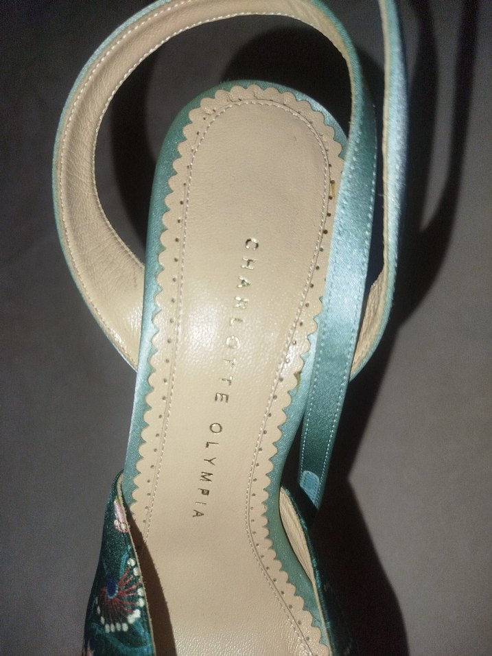 Çiçek Desenli Turkuaz Platform Topuklu Kadın Ayakkabı - Görsel 4