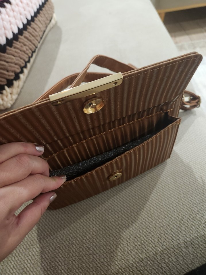 Kahverengi Fermuarlı Deri Kadın Çanta - Görsel 5