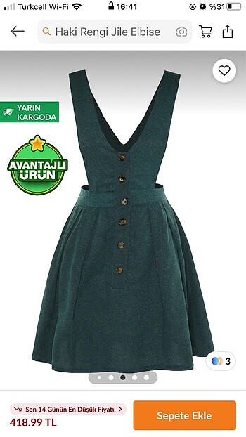Haki rengi jile elbise