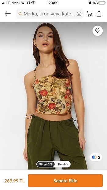 xl Beden Askılı Crop Bluz