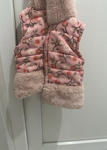 Nakışlı Pembe Kız Yeleği Kürklü - Görsel 2