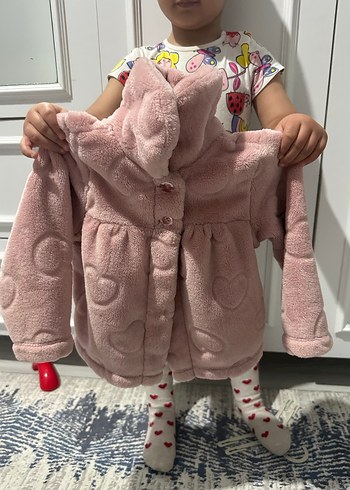 Kız Çocuk Pembe Kürklü Mont - Görsel 2