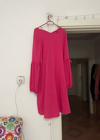 40 Beden Piliseli Pembe Uzun Kollu Tunik