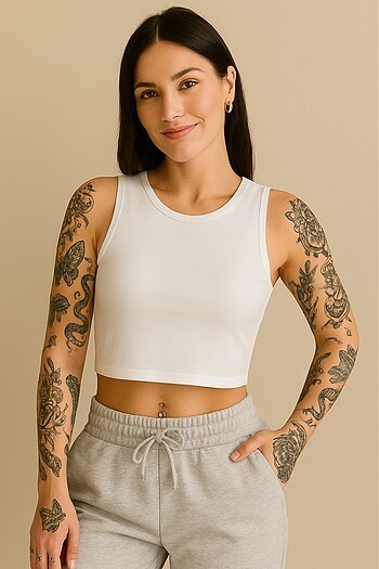 Kadın Basic Fit Crop Top