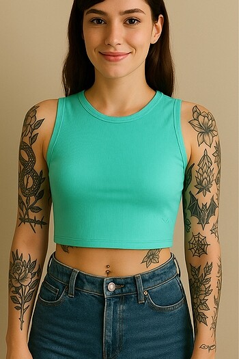 Diğer Kadın Basic Fit Crop Top