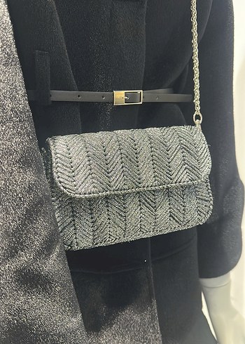 Gri Örgü Kadın Çanta - Görsel 2