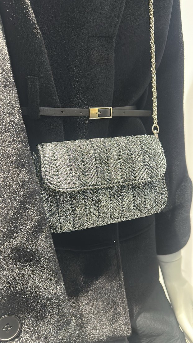 Gri Örgü Kadın Çanta - Görsel 2