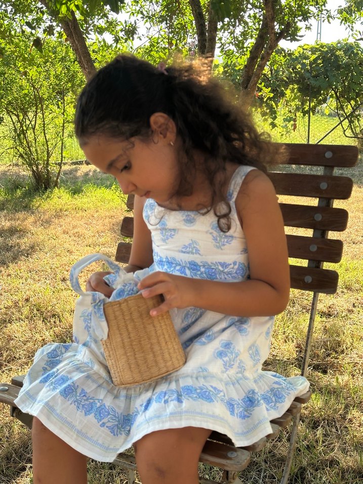 Kız Çocuk Mavi Bohem Pamuklu Elbise - Görsel 2