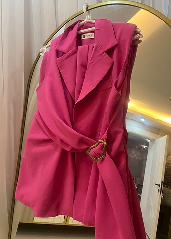 Pembe Kemerli Midi Kadın Takım Elbise - Görsel 2