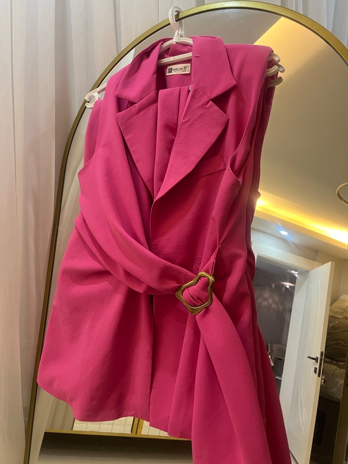 Pembe Kemerli Midi Kadın Takım Elbise - Görsel 2