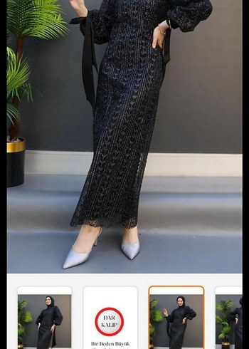 Siyah Dantel Detaylı Uzun Abiye Elbise - Görsel 5