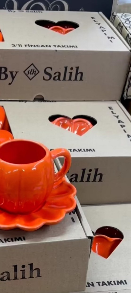 Turuncu Seramik Fincan ve Tabak Seti - Görsel 4